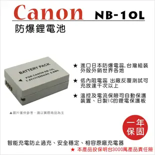 【數位小熊】FOR CANON NB-10L 相機 鋰電池 G1X G15 SX40 SX50 HS G16 SX60
