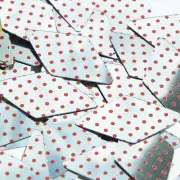 Long Diamond Sequin 1.75" Red Polka Dot on Silver Metallic