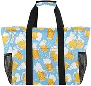 [sanluoli] Beach Tote Collapsable Beach Tote With Pockets Canvas Carrier Bags, Orange Wheat Beer, 1 size