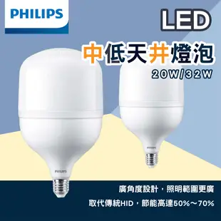 【保固兩年】飛利浦 燈泡 20W 32W 70W LED燈泡 大燈泡 E27燈泡 E40燈泡 天井燈 LED燈 賣場燈