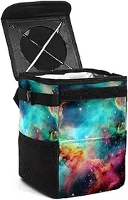 Car Trash Can with Lid,Bag Hanging Storage Pockets Leak-Proof,Portable Garbage Bin,Amazing Galaxy Stars Nebula Space