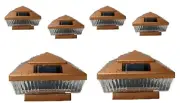 Solar Post Cap Light 6 Pcs 5x5 Solar Copper Color Square 5 LED Bulbs Fence Light