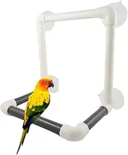 DECOMELODY Detachable PVC Stand with Suction Cups Portable Perch for Parrots Easy Install Shower for Finches Lovebirds and Canaries for Natural Sunlight and