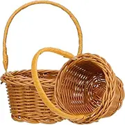 SOLUSTRE 2Pcs Imitation Rattan Woven Storage Baskets with Handle Decorative Baskets for Home Garden Picnics and Tea Parties Rustic Style Flower Storage