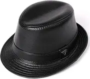 [VKEID] Men's Leather Hat Autumn and Winter Men's Bowler Hat Middle-Aged and Elderly Outdoor Hundred with Leather Cap Leather Hat
