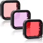 3 in 1 Snorkel Diving Underwater Red/Pink/Purple Lens Filter in Seawater & Freshwater for Waterproof Official Housing of GoPro Hero (2018), GoPro 7 Black, 6, 6 Black, Hero 5, 5 Black