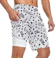 [ZZXXB] My Friend Dog Terrier Athletic Shorts for Men with Pockets 2 in 1 Quick Dry Running Shorts S-3XL