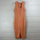 NEW NBD KIMMY SATIN PLUNGE Midi Dress WOMENS XS SHERBERT Revolve