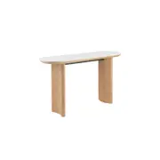 Bronya Rectangular Matte Ceramic Top Hallway Console Table Natural/White