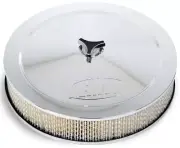 NEW HOLLEY DEMON AIR CLEANER,14"X3",CHROME PLATED,4150,WITH FILTER ELEMENT