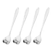 4Pcs 5" Stainless Steel Heart Spoons Coffee Spoon Small Teaspoon, Silver