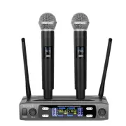 Wireless Microphone System, VHF Fixed Dual Frequency Wireless Set with 2 Hand...