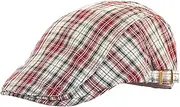 [Generic] Men Beret Hat, Flat Hat Cabbie Hat Plaid Flat Cap for Summer Spring Hiking Vacation red