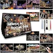 DESINIK Scratch Art Book for Adults - Scratch Paper Art Kit with Stencils & Tools, Creative Crafts for Relaxation, Focus & Travel, Stress Relief Activity for Home Decor & Gifts (SeriesⅡ)