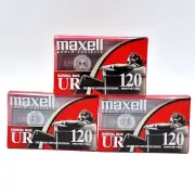 New 3 Maxell UR 120 minutes Normal Bias Blank Cassette Tapes Sealed In Packages