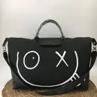 Longchamp X Andre Le Pliage 18 Large Nylon Travel Satchel Tote Bag Black New