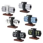 Vintage Style Digital Flip Clock with Wood Base for Living Room Decoration