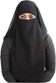 [MyBatua] 3 Layers Saudi Niqab In Breathable Georgette, Wholesale Price, 1pc Face Veil NQ-003