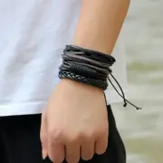 Veile Studios Retro Diy Woven Leather Men Bracelet 4Pcs Multi A Bracelets