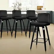 [ALFORDSON] Bar Stools 4Pcs Swivel Counter Stool 65cm Seat Height Kitchen Dining Chair Bar Chair with Footrest and Adjustable Leg levelers for Home Bar Dining Room