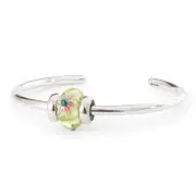 Pink Flower with Silver Bangle and 2x Silver Spacers