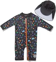 [ADAVERANO] Baby Boys' Swimming Costume UV50+ in One Piece Sunsuits Full Zip Front with Sun Hat
