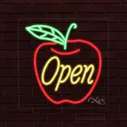 NEW "OPEN" w/APPLE LOGO 22x22x1 INCH LED FLEX WINDOW/WALL INDOOR SIGN 31260