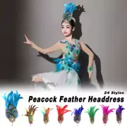 1pcs Long Peacock Feather Headdress Girls Ballet Dance Show Headwear Princess