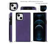 For iPhone 13 Wallet Case with Strap - Purple