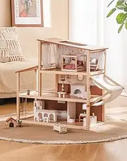 ROBUD Bohemian-Style Wooden Dollhouse