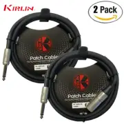2-PACK Kirlin 6FT XLR 3-Pin Male / 1/4" Mono Male Shielded OFC Microphone Cable