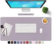 TOWWI PU Leather Desk Pad with Suede Base, Multi-Color Non-Slip Mouse Pad, 24” x 14” Waterproof Desk Writing Mat, Large Desk Blotter Protector(Gray-Pink)
