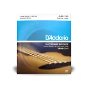 D'Addario Phosphor Bronze Acoustic Long Scale 5-String Bass Strings, 45-130