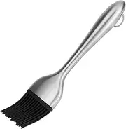 Silicone Stainless Steel Basting Brush BBQ Roasting Tool for Barbecue Grill Cooks (Straight Handle 20cm)
