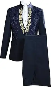 [JEShifangjiusu] Men's 2-Piece Suit Clothing, Tuxedo, Coat, Shoulder Shawl, Long Sleeve Dinner Costume, Suit with Cap Pants, Black, 3XL