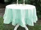 100% Egyptian Cotton Ruffle Round 5 Pcs Tablecloth Set Dinner Table Linens Solid