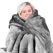Laura Hill Mink Blanket Double Sided 800GSM Queen Size Soft Plush Bed Faux Throw Rug 220 X 240cm Silver