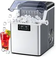 [YOPOWER] 20KG Ice Cube Maker Machine, Self-Cleaning Countertop Ice Maker for Home Bar Stainless Steel
