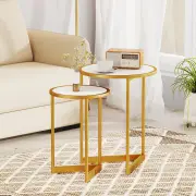 Costway40cm and 30cm Round Nesting Table Set of 2 with V-shaped Base-White