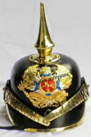 Collectible Officer Costume Leather German Prussian Helmet WW2 WW1 Pickelhaube