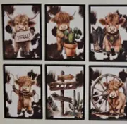 Western Country Farm Highland Cow Nursery Prints Wall Art Cactus Cow Hide
