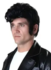 ADULT 50's SLICK GREASER SIDEBURNS GREASE WIG COSTUME 001