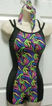 Print Shorty unitard Print Black Halter Camisole ch/ladies Wolff Fording