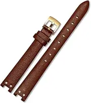 HAZELS Genuine Leather Watch Strap for Anne Klein Watchband Notch AK Girl Simple Elegant Belt Small Dial Retro Watch Band 12mm White (Color : Brown-Gold, Size : 12mm)