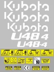 Decal Sticker set. KUBOTA U48-4 Mini Digger Pelle Bagger Excavator