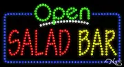 NEW “OPEN SALAD BAR" 32x17 BORDER SOLID/ANIMATED LED SIGN W/CUSTOM OPTIONS 25564
