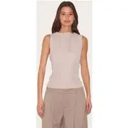 Stone Peach Skin Sleeveless Long Top, Stone