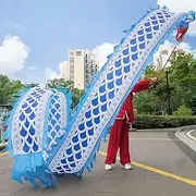 Colorful Outdoor Dragon Poi with Dragon Scale Design Hickies Gym Dance Ribbon and Head, Juggling Spinning Dance Flag Or Exercise Streamer for Park Party Entertainment,Blue,8m(26.2ft)