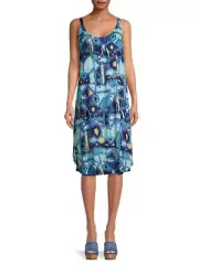 NIC+ZOE Women's Summer Solstice Dress in Blue Multi Size L