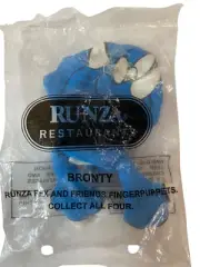 Vintage Runza Restaurant Kids Meal Toy 1997 Bronty Finger Puppet New Sealed